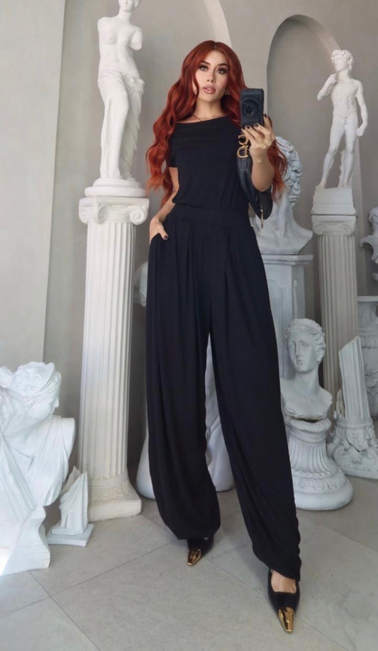 SET BLUSA Y PANTALÓN FLUIDO NEGRO