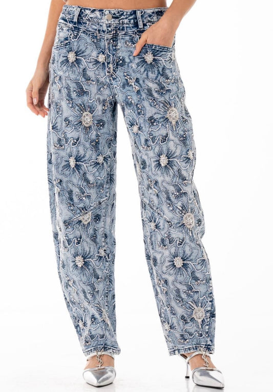 JEANS BARREL LENTEJUELAS
