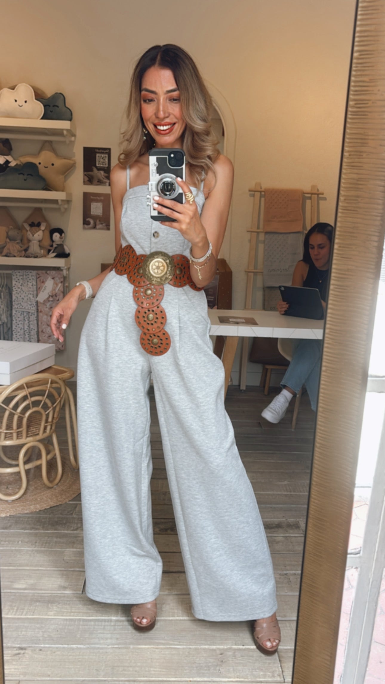 CINTURÓN BOHO CIRCULOS CAMEL