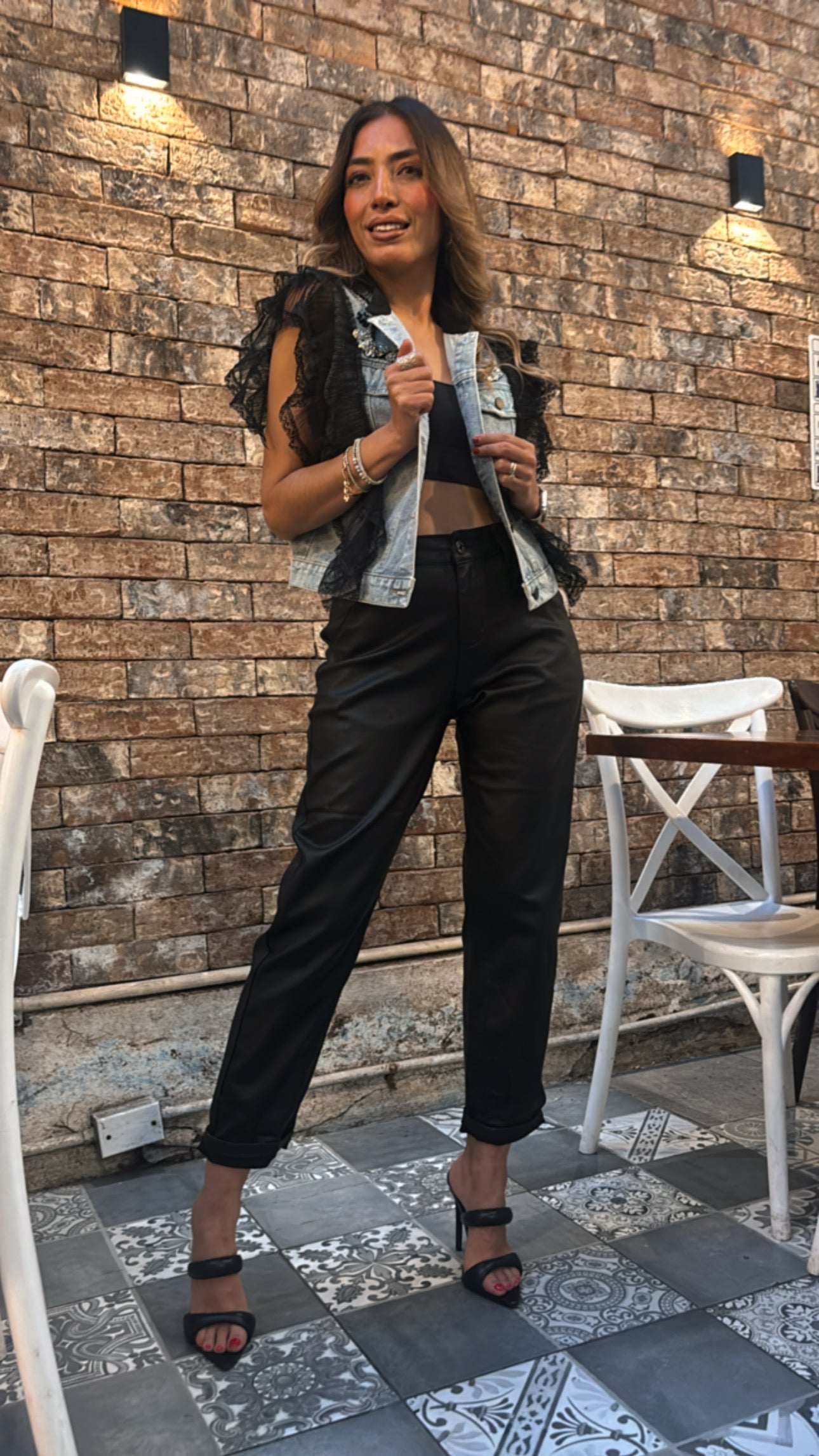 JEANS MOM VINIPIEL