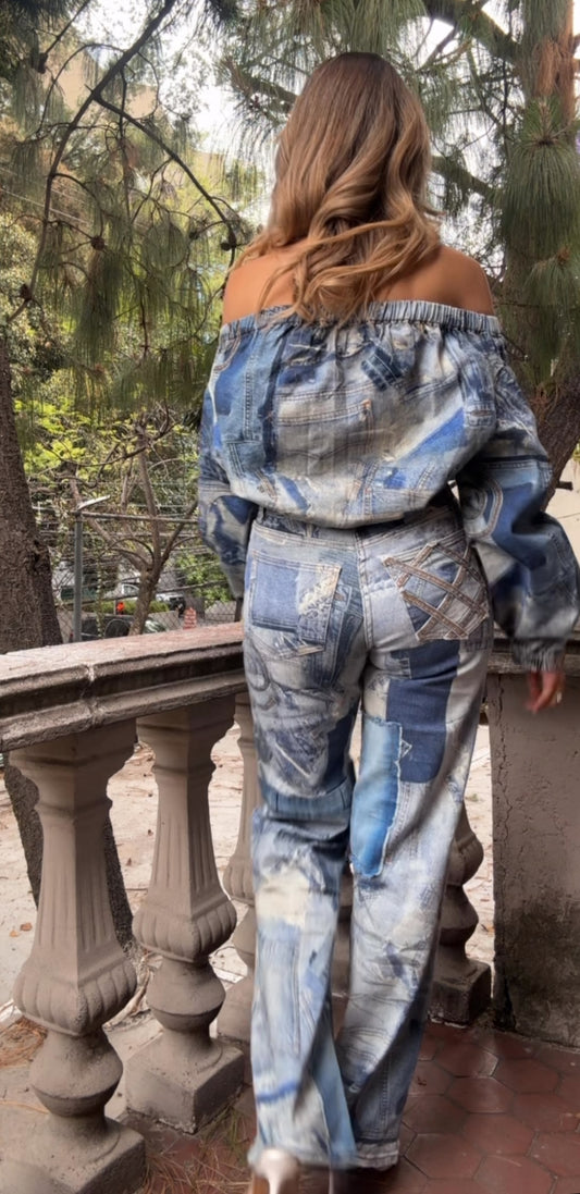 JEANS DENIM PATCHWORK