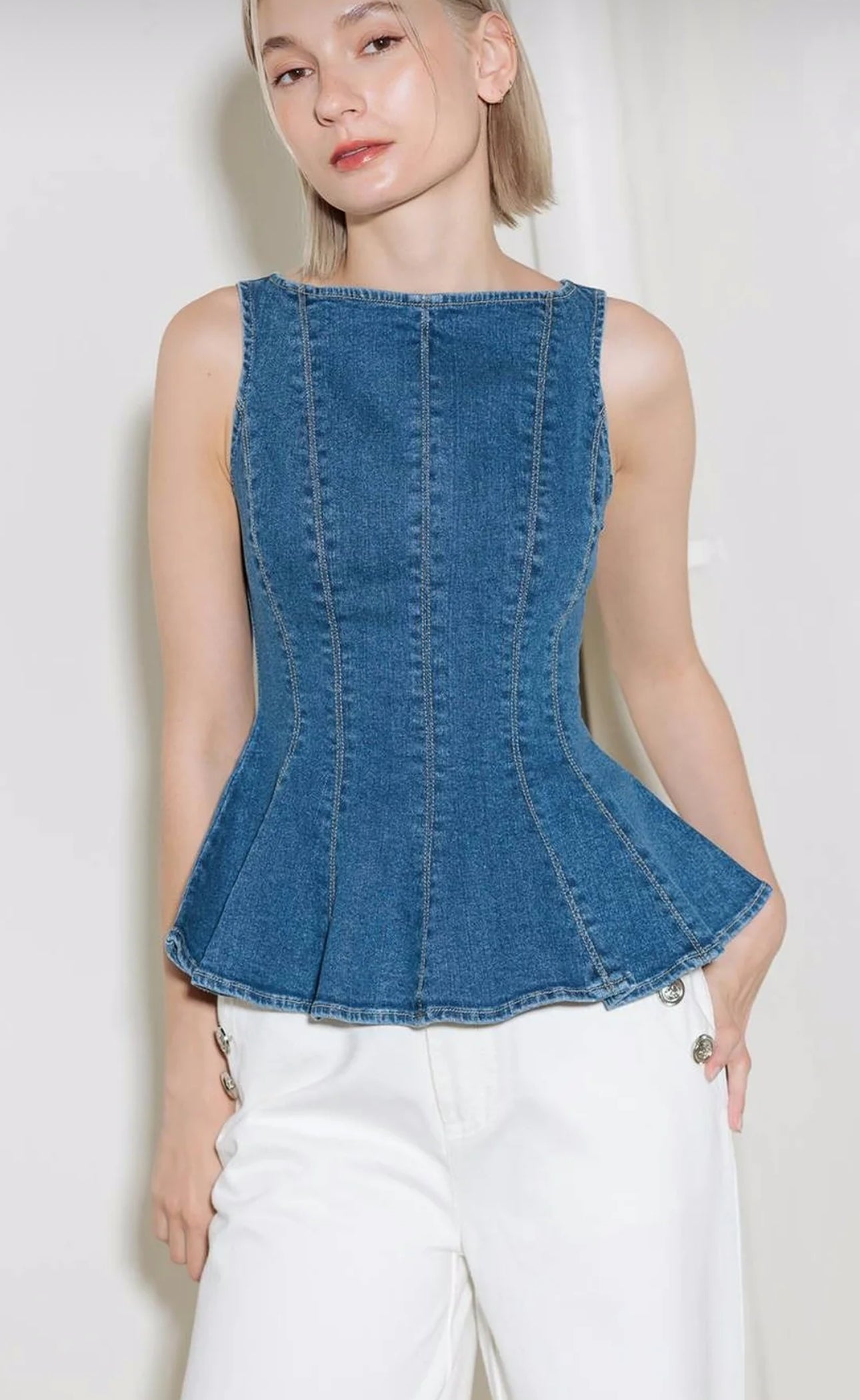 BLUSA PEPLUM DENIM