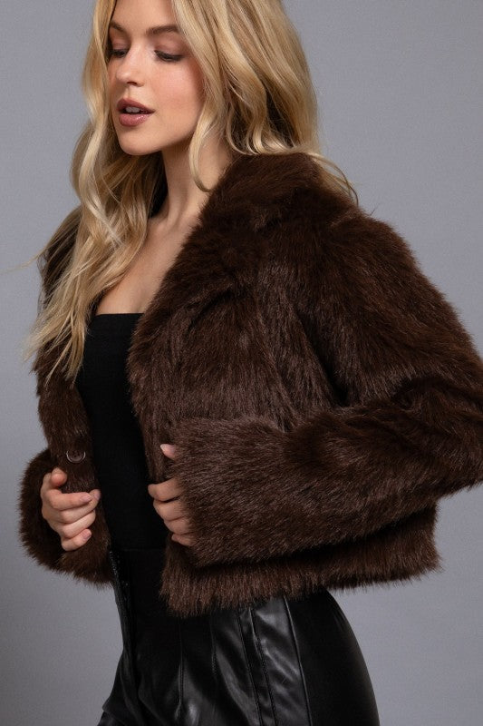 ABRIGO CAFÉ FAUX FUR