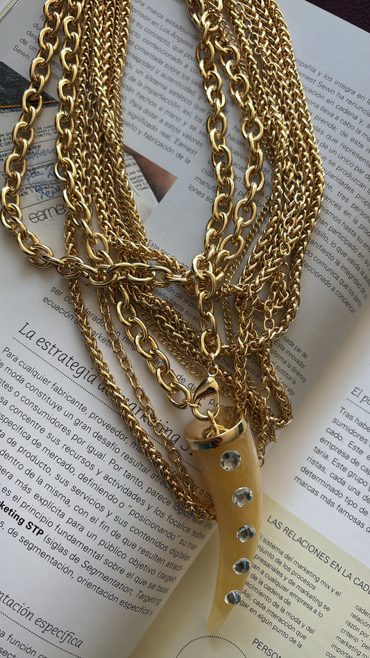COLLAR DOBLE CADENA COLMILLO