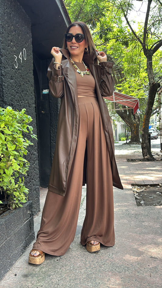 GABARDINA EFECTO PIEL CHOCOLATE