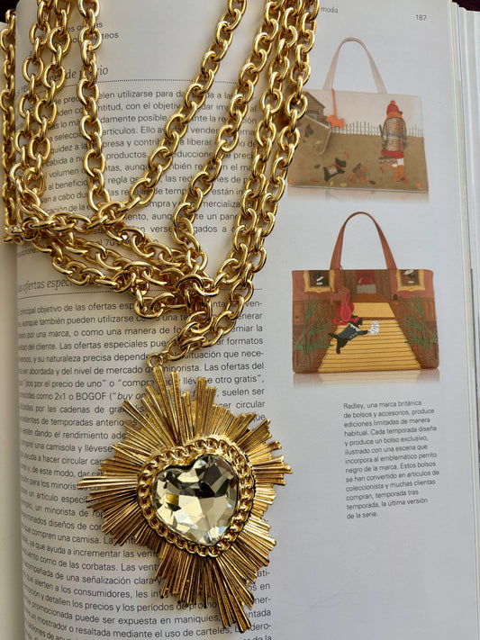 COLLAR MULTI CADENAS CORAZÓN BLANCO
