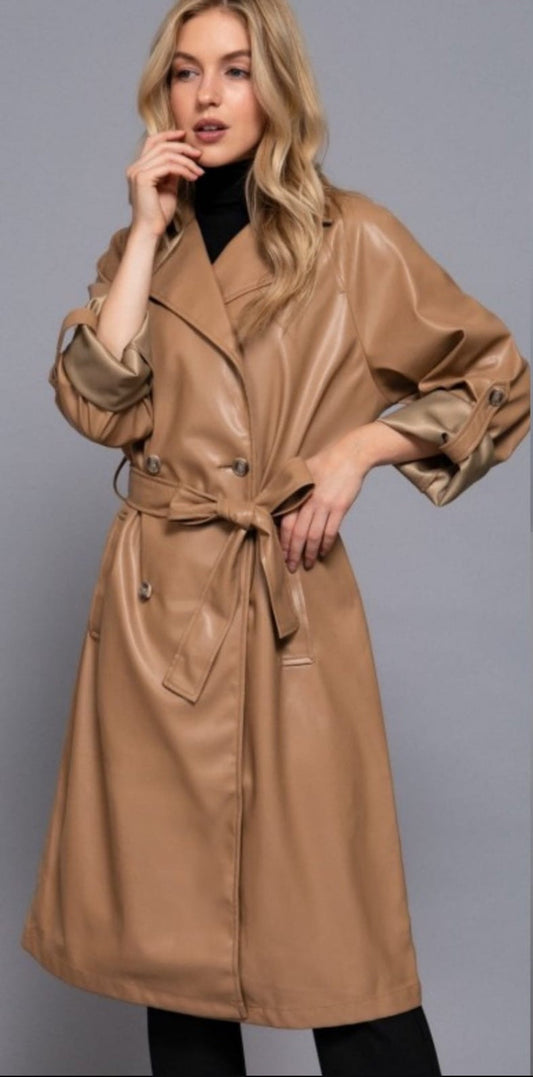 GABARDINA EFECTO PIEL CARAMELO