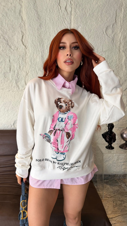 HODDIE POLO CON CUELLO IVORY