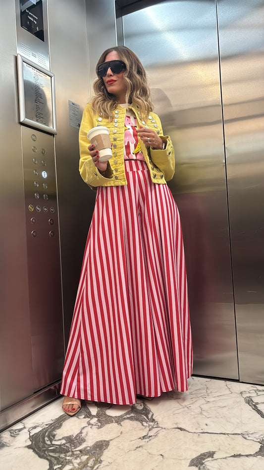 PANTALÓN WIDE LEG TIPO PALAZZO RAYAS