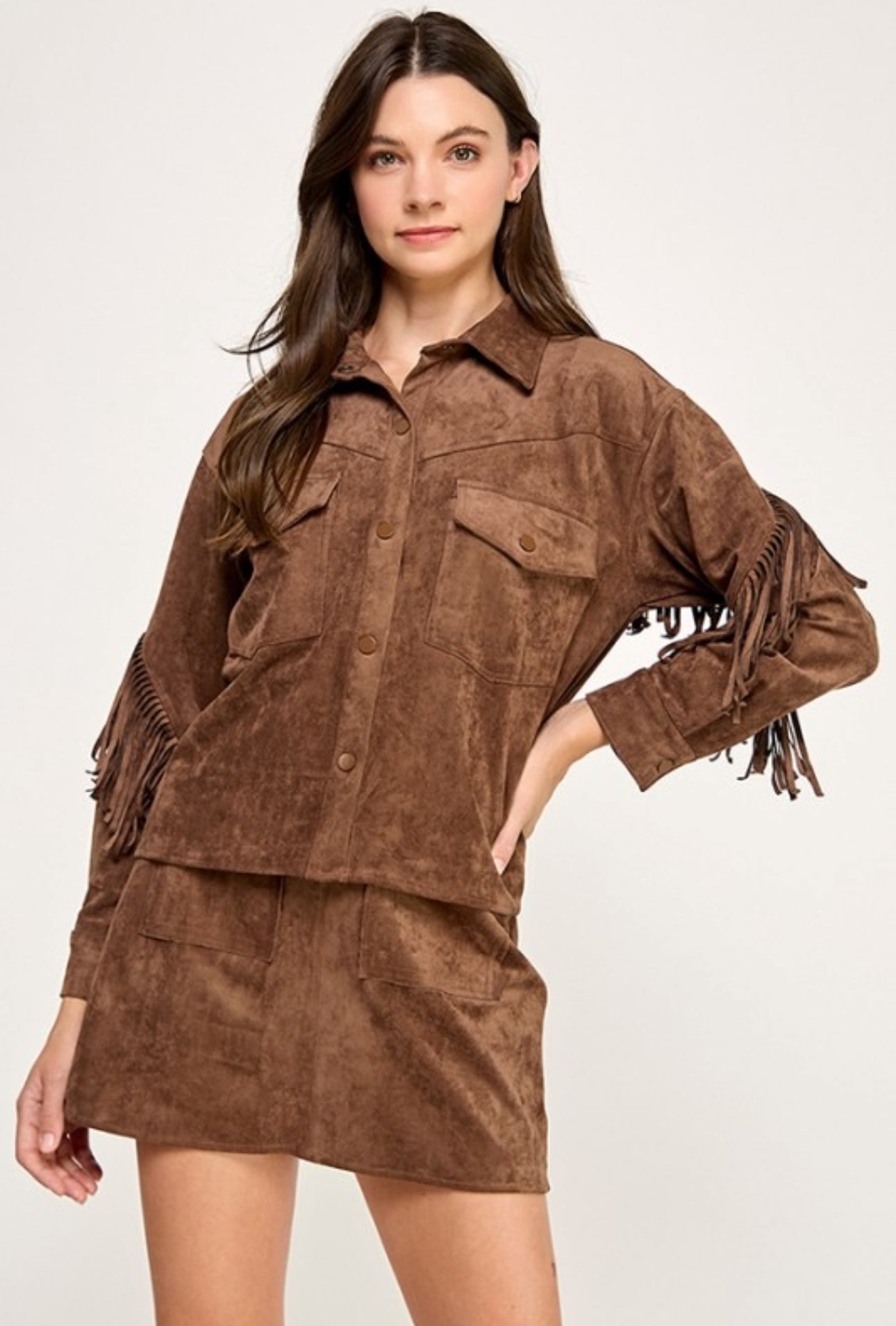 FALDA CORTA SUEDE CAFÉ