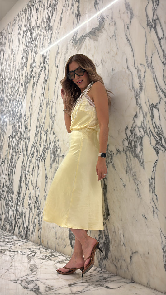 FALDA SATIN AMARILLO