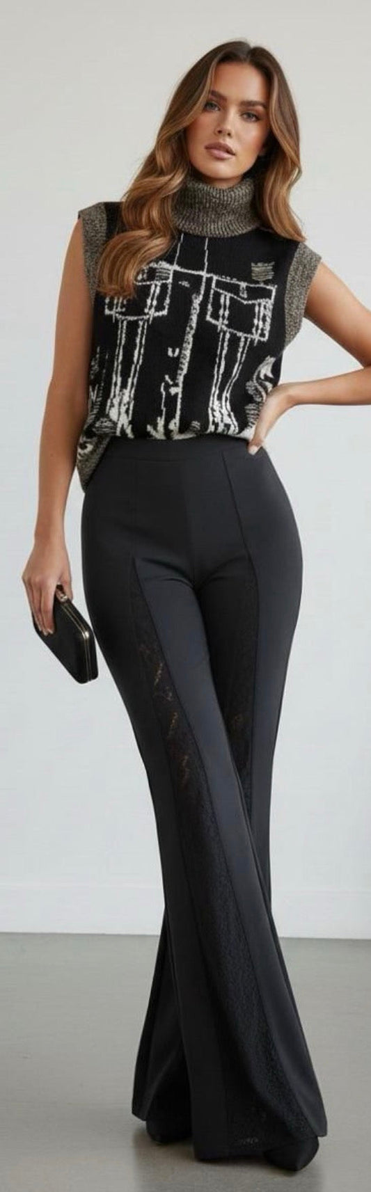 PANTALÓN LISO CON ENCAJE