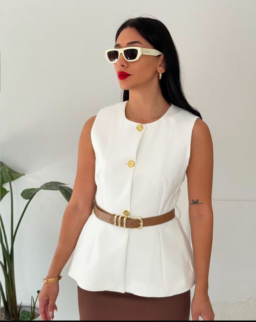 CHALECO LARGO CINTURÓN