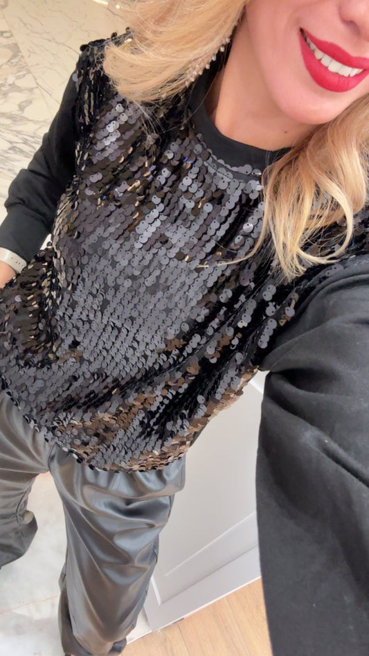 SUDADERA LENTEJUELA NEGRA