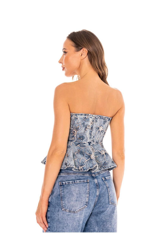 CORSET DENIM LENTEJUELAS
