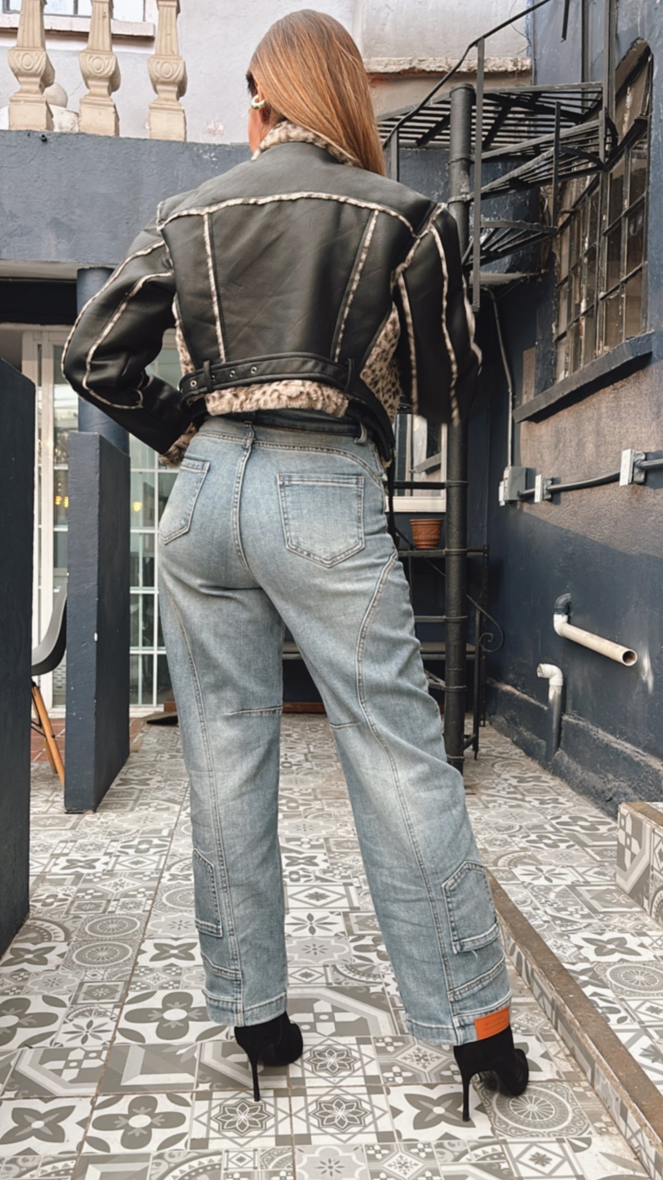 BIKER JACKET NEGRO LEOPARDO