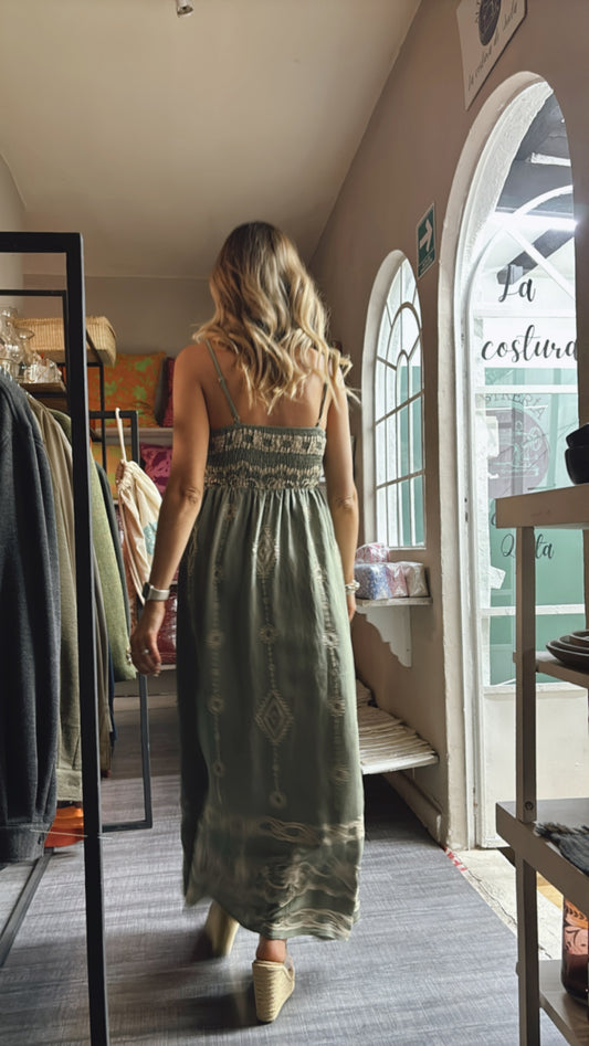 VESTIDO MAXI OLIVO