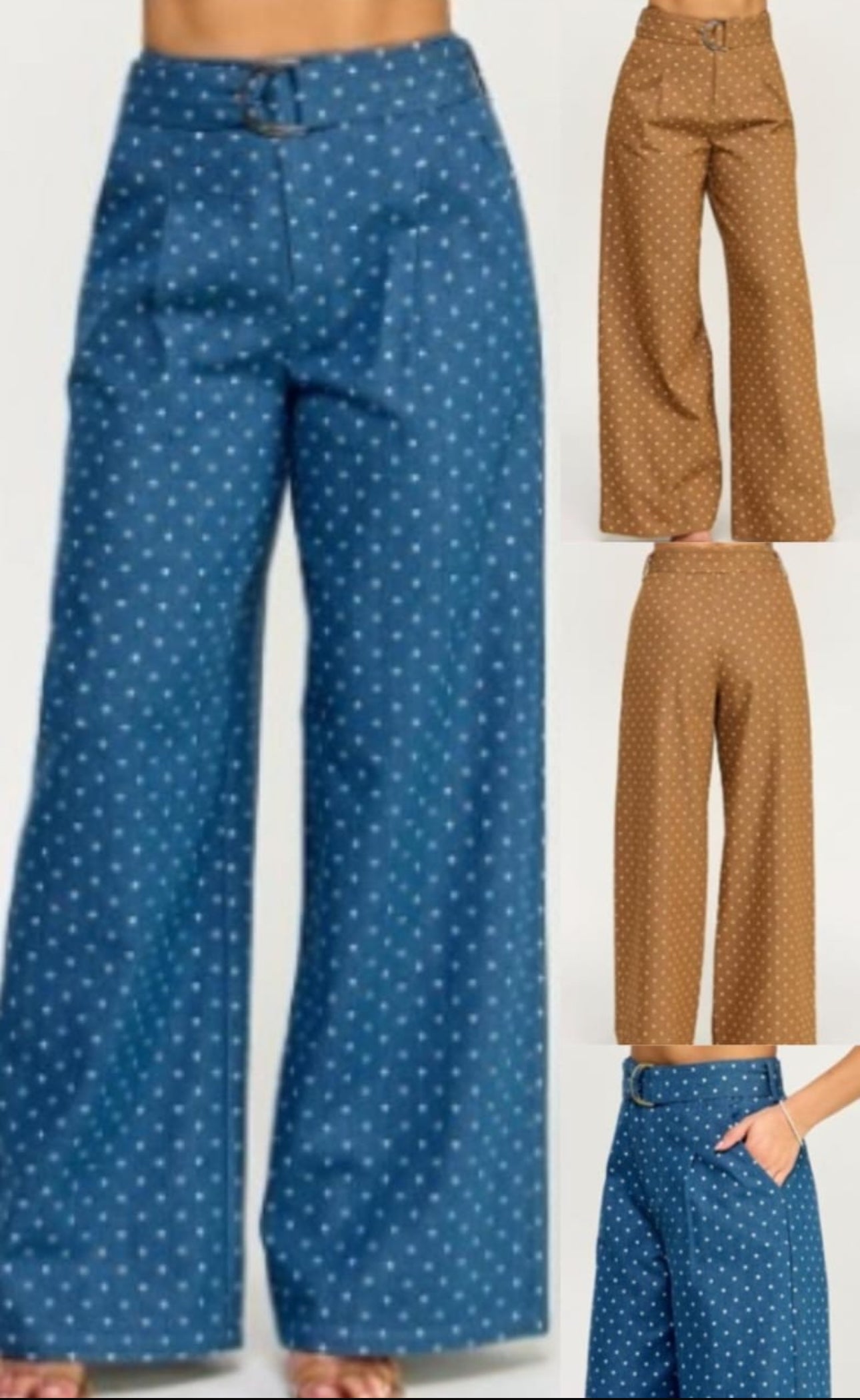 PANTALÓN VESTIR LUNARES AZUL