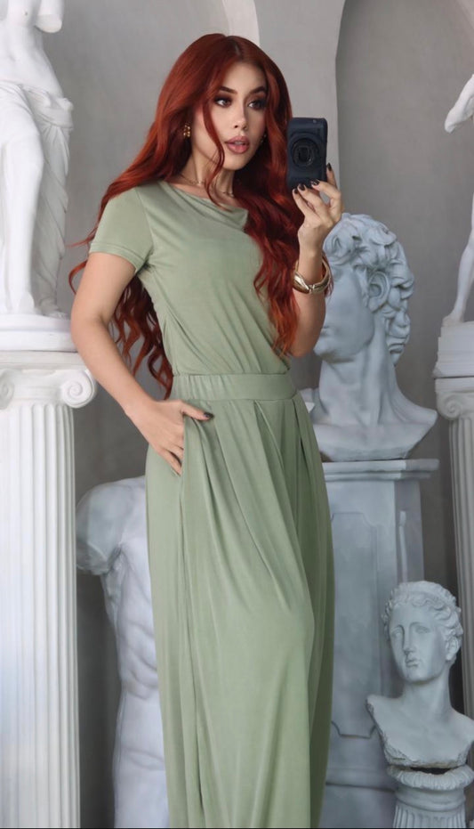 SET BLUSA Y PANTALÓN FLUIDO VERDE
