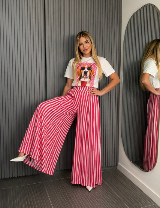 PANTALÓN WIDE LEG TIPO PALAZZO RAYAS