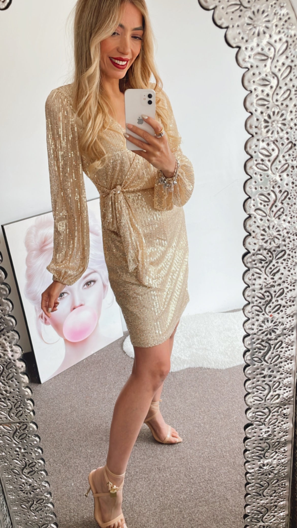 VESTIDO DORADO LENTEJUELAS