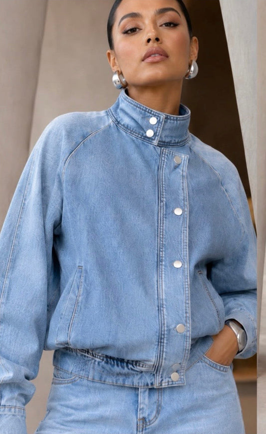 CHAMARRA CUELLO FUNNEL DENIM