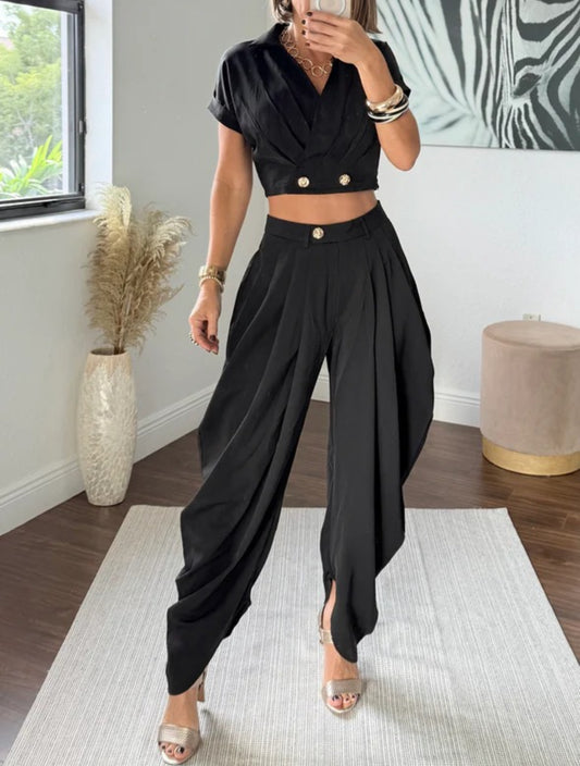 SET BLUSA Y PANTALÓN GLOBO NEGRO