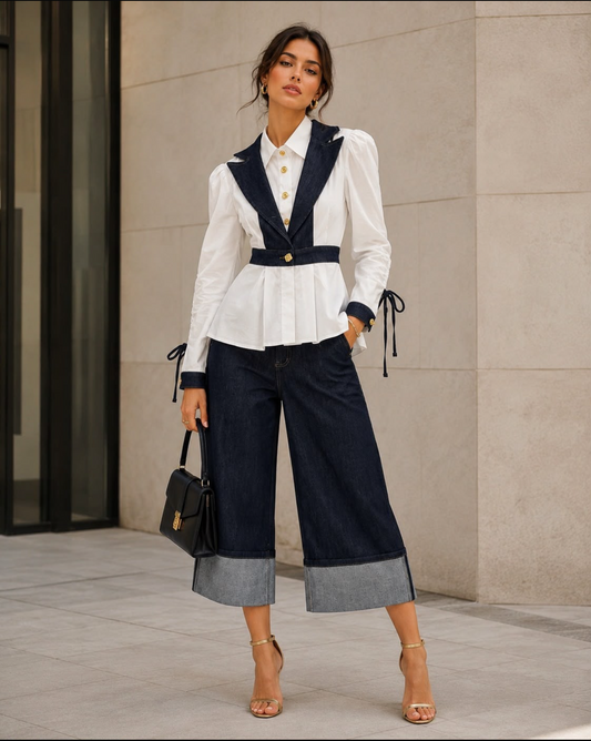 CONJUNTO BLUSA Y PANTALONES CORTOS DENIM