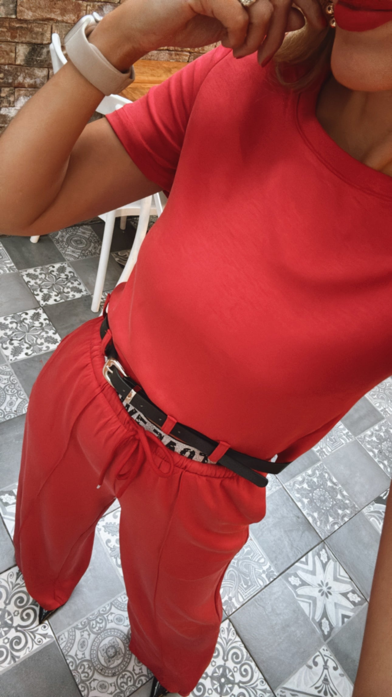 SET BLUSA Y PANTALÓN ROJO