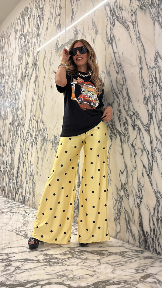 PANTALÓN PALAZZO AMARILLO LUNARES