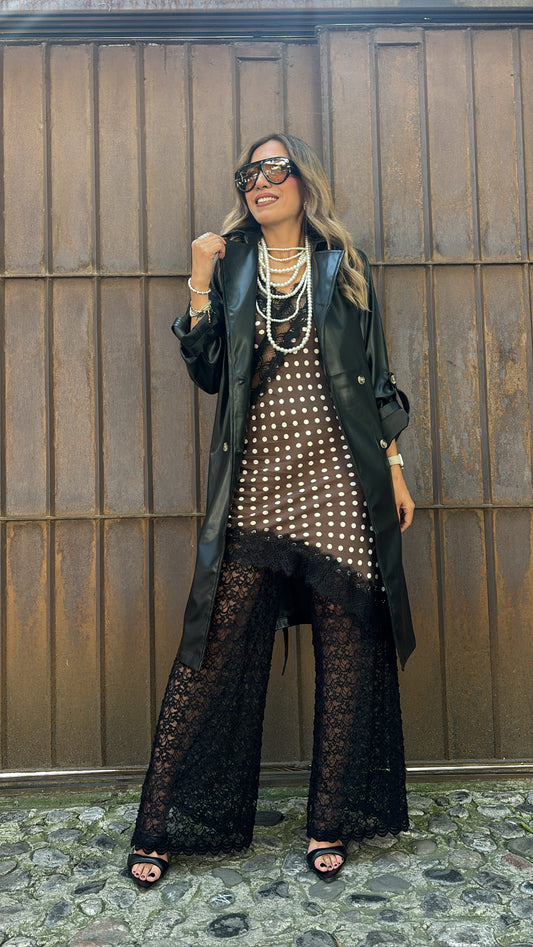 GABARDINA EFECTO PIEL NEGRO