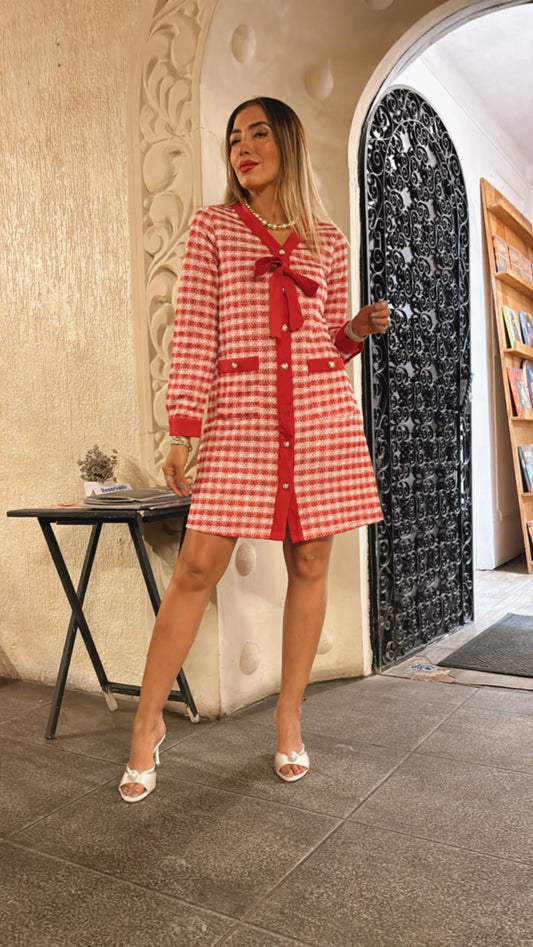 VESTIDO TWEED ROJO