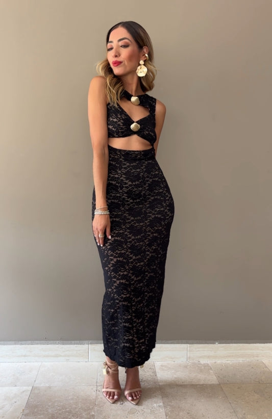 VESTIDO ENCAJE NEGRO
