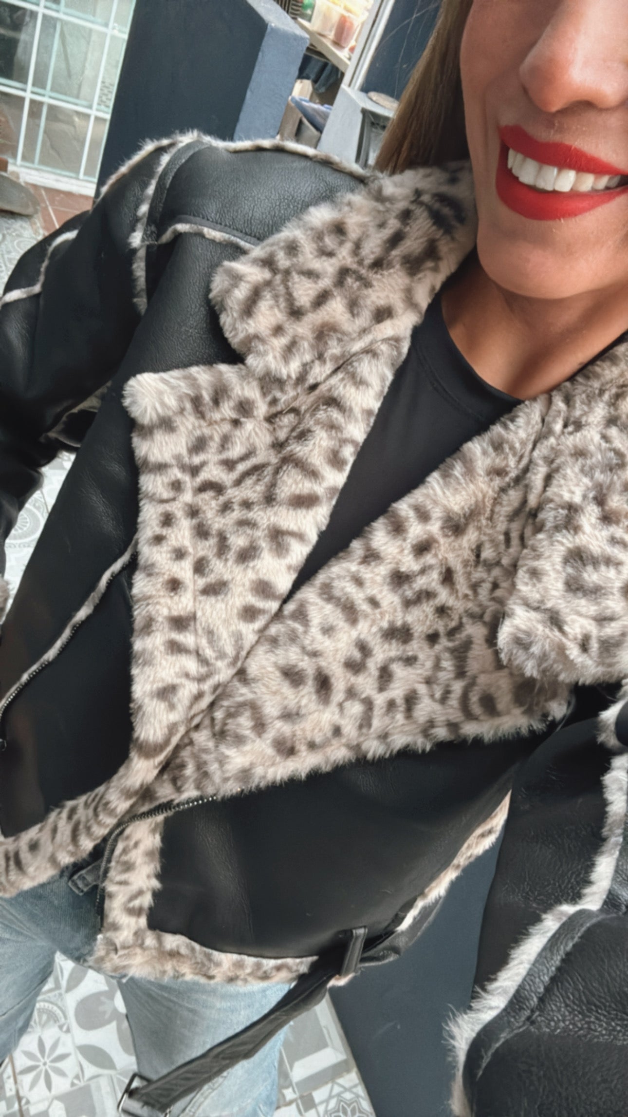 BIKER JACKET NEGRO LEOPARDO