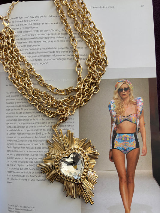 COLLAR MULTI CADENAS CORAZÓN BLANCO