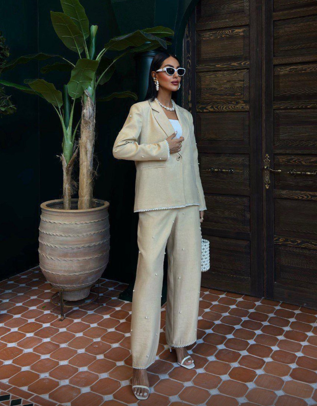 SET PANTALÓN y BLAZER PERLAS