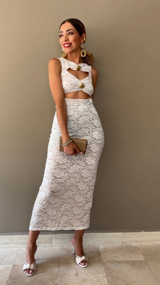 VESTIDO ENCAJE BLANCO