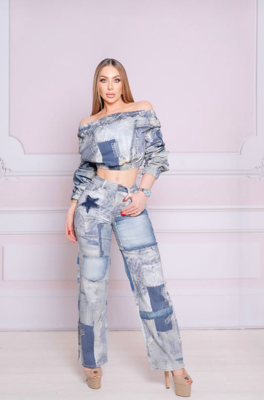 JEANS DENIM PATCHWORK