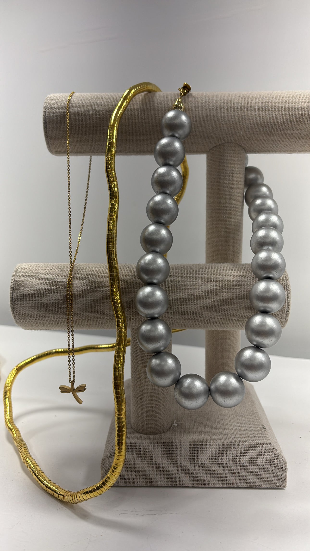 COLLAR BOLAS CHUNKY PLATEADO