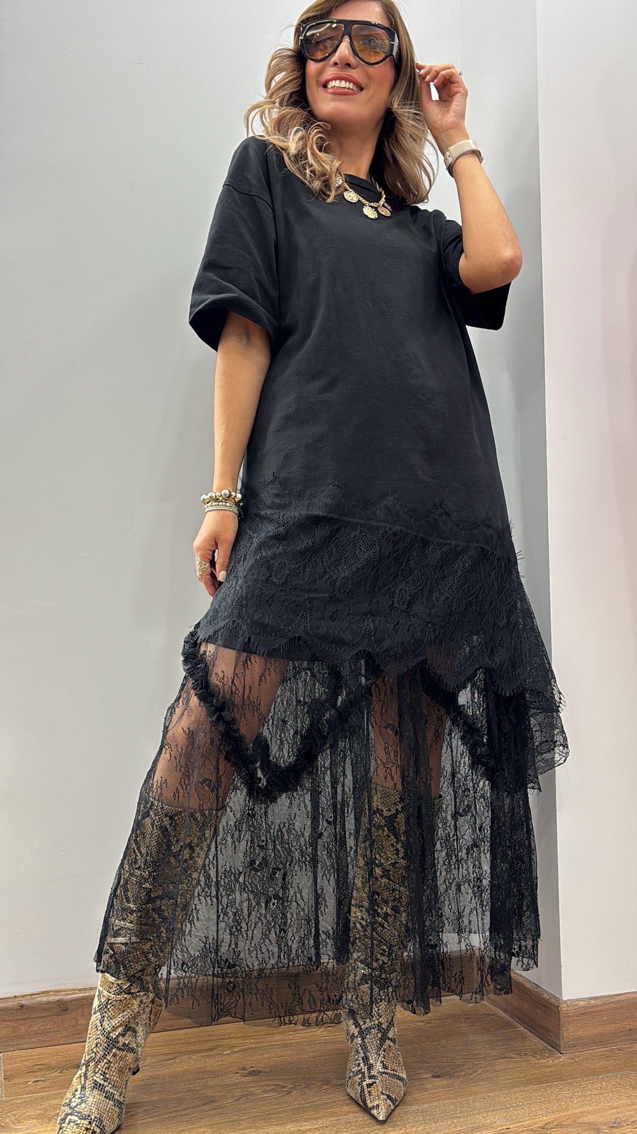 TSHIRT DRESS ASIMÉTRICO NEGRO