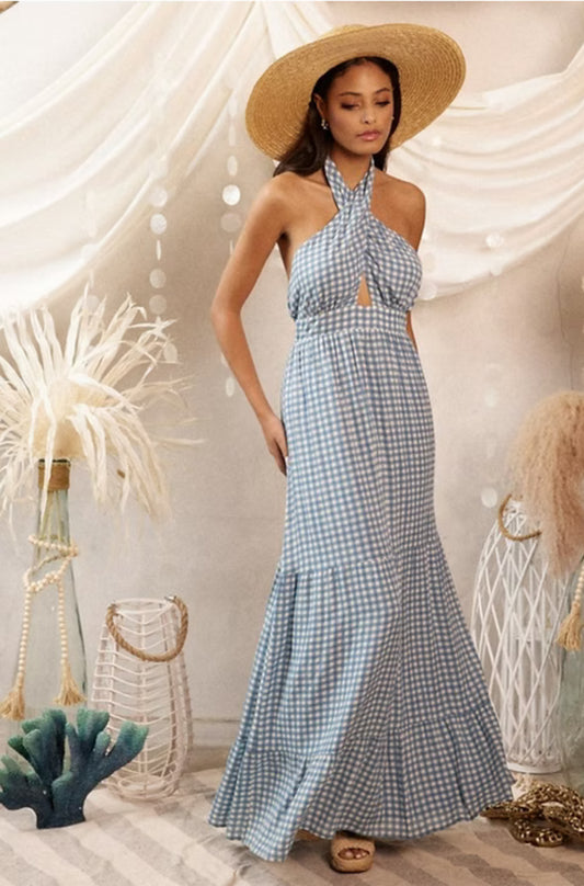 VESTIDO HALTER CUADROS