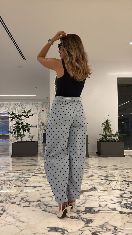 JEANS BARREL POLKA DOTS AZUL JARETA PERLAS