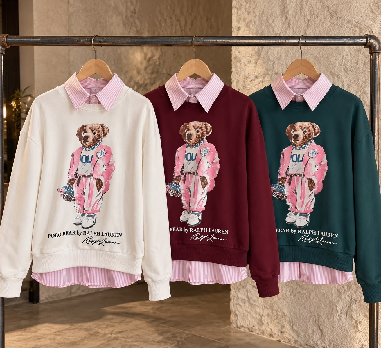 HODDIE POLO CON CUELLO IVORY