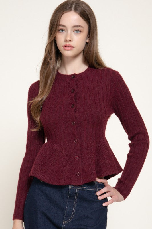 SUÉTER PEPLUM VINO