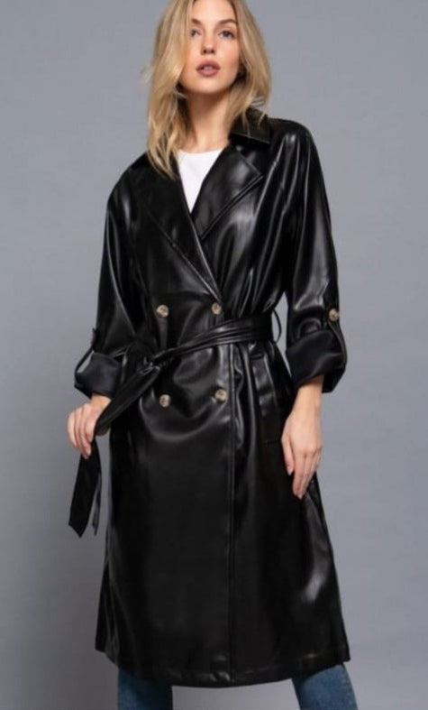 GABARDINA EFECTO PIEL NEGRO