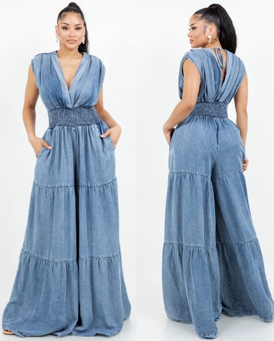 PALAZZO ESCOTE DENIM