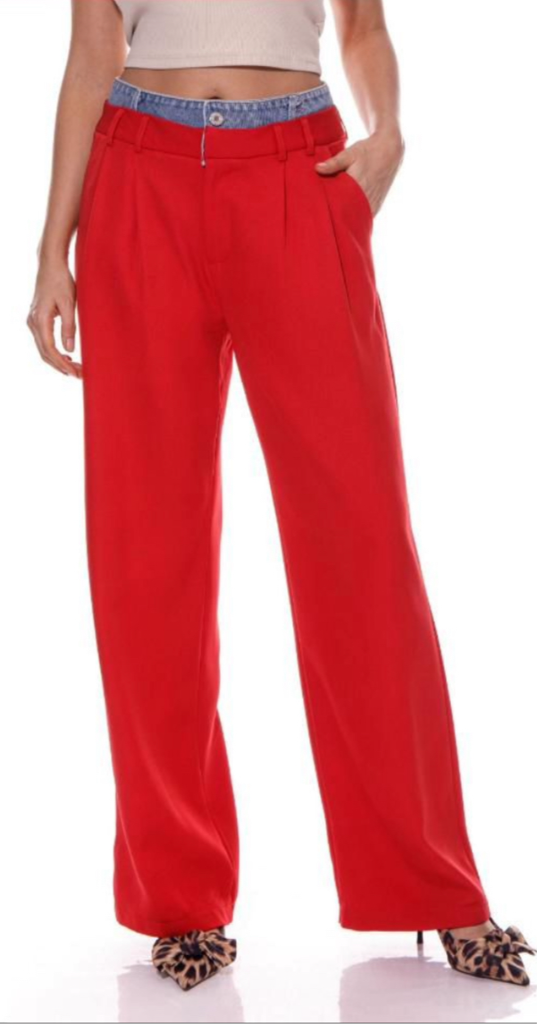 PANTALÓN DE VESTIR PRETINA DENIM ROJO