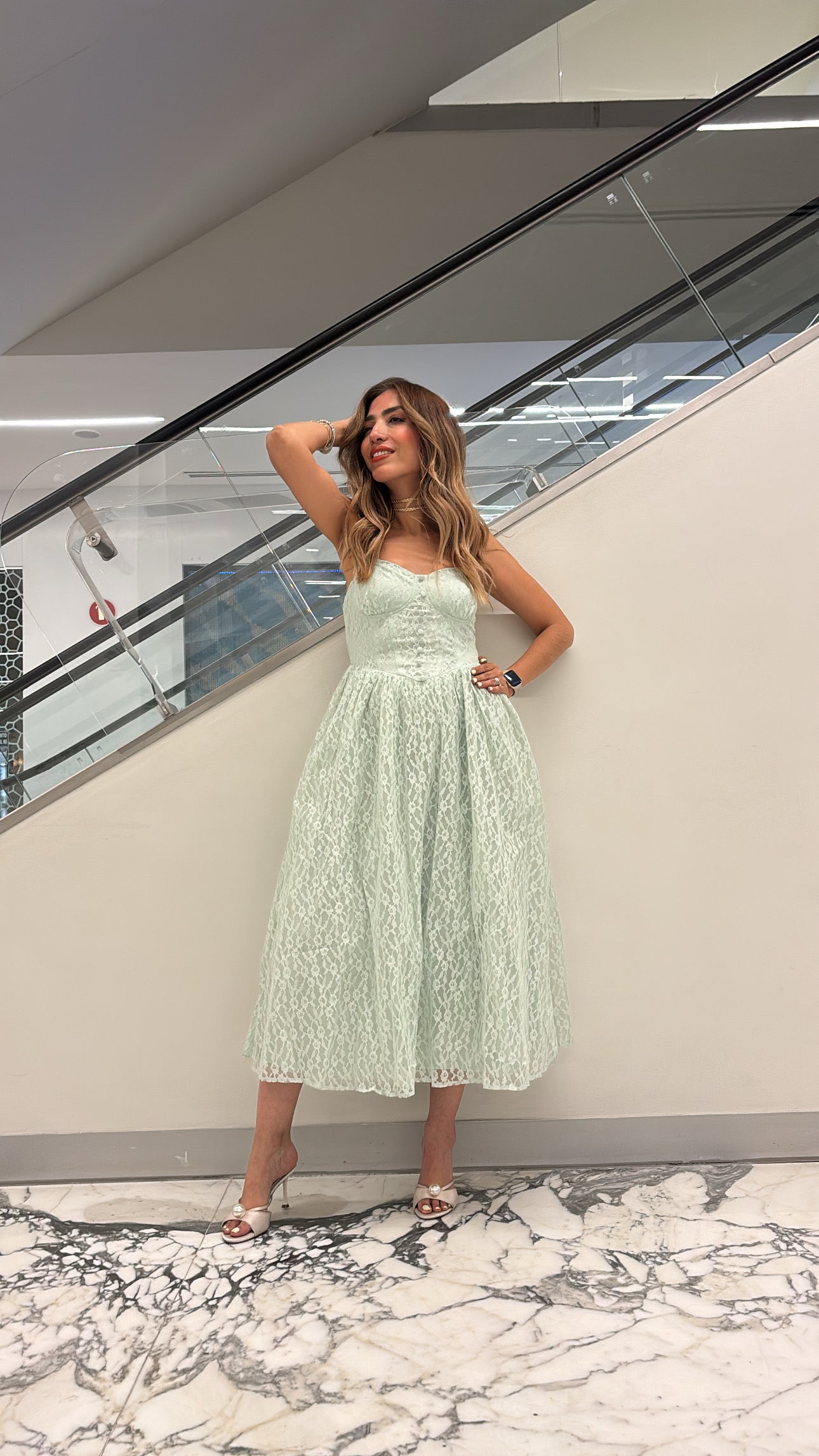 VESTIDO ESCOTE MENTA