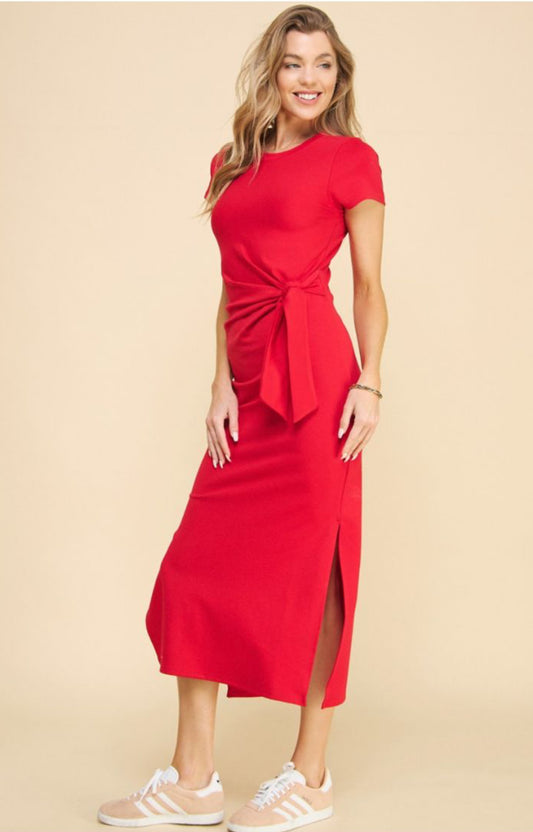 VESTIDO LAZO ROJO