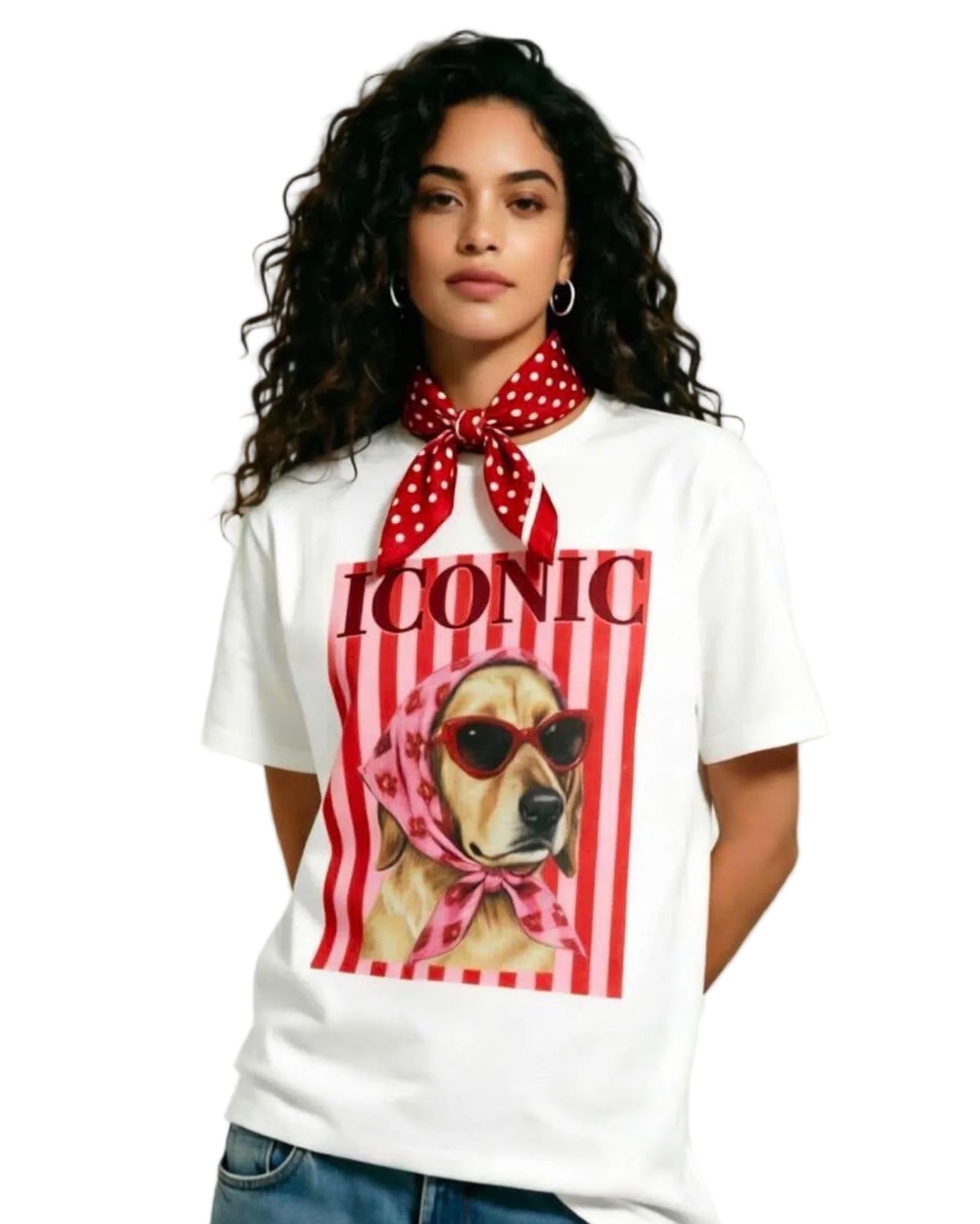 T-SHIRT CON MASCADA BLANCO